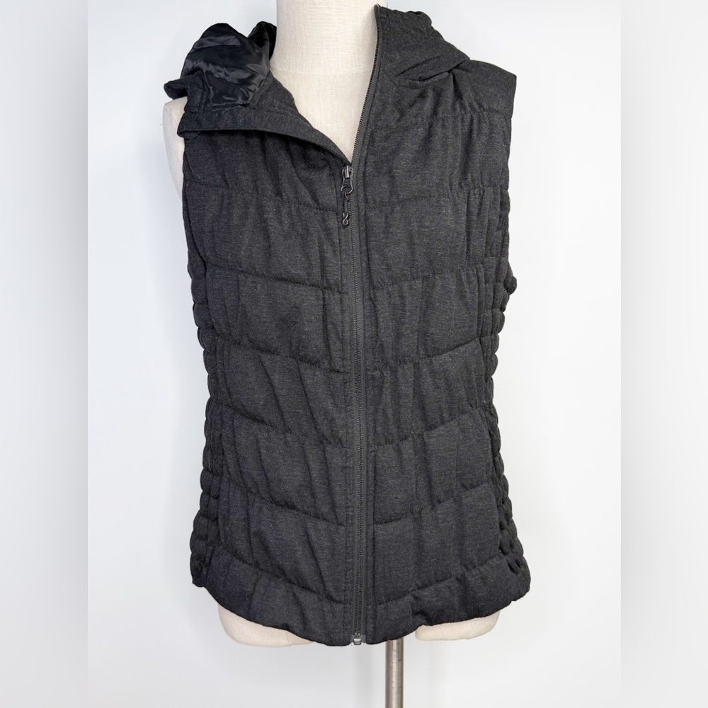 Blanc Noir Womens Black Full Zip Hooded Sleeveless Jacket Size XL